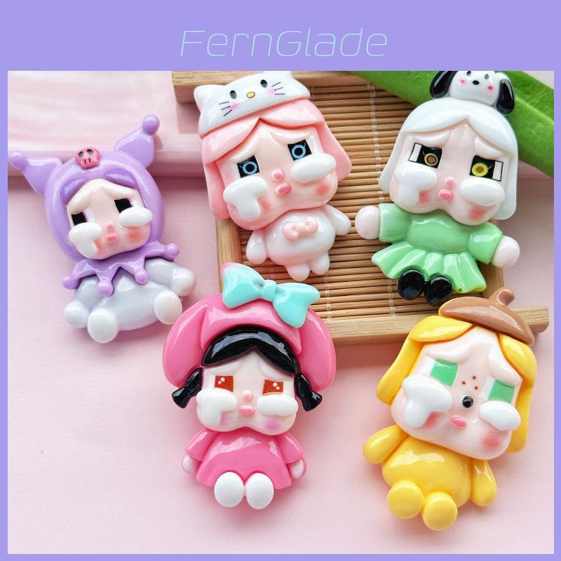 Cute Pink Crying Girl Resin Diy Craft Supplies For Phone Case And Shoe Decoration