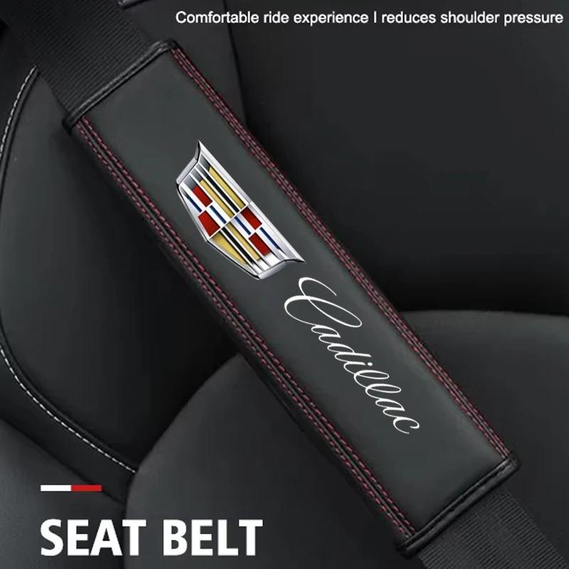 2PCS Printed Logo Car Safety Belt Pads Shoulder Cover for Cadillac Escalade CTS CT5 XT5 XTS XLR BLS SLS STS ATS XT4 CT4