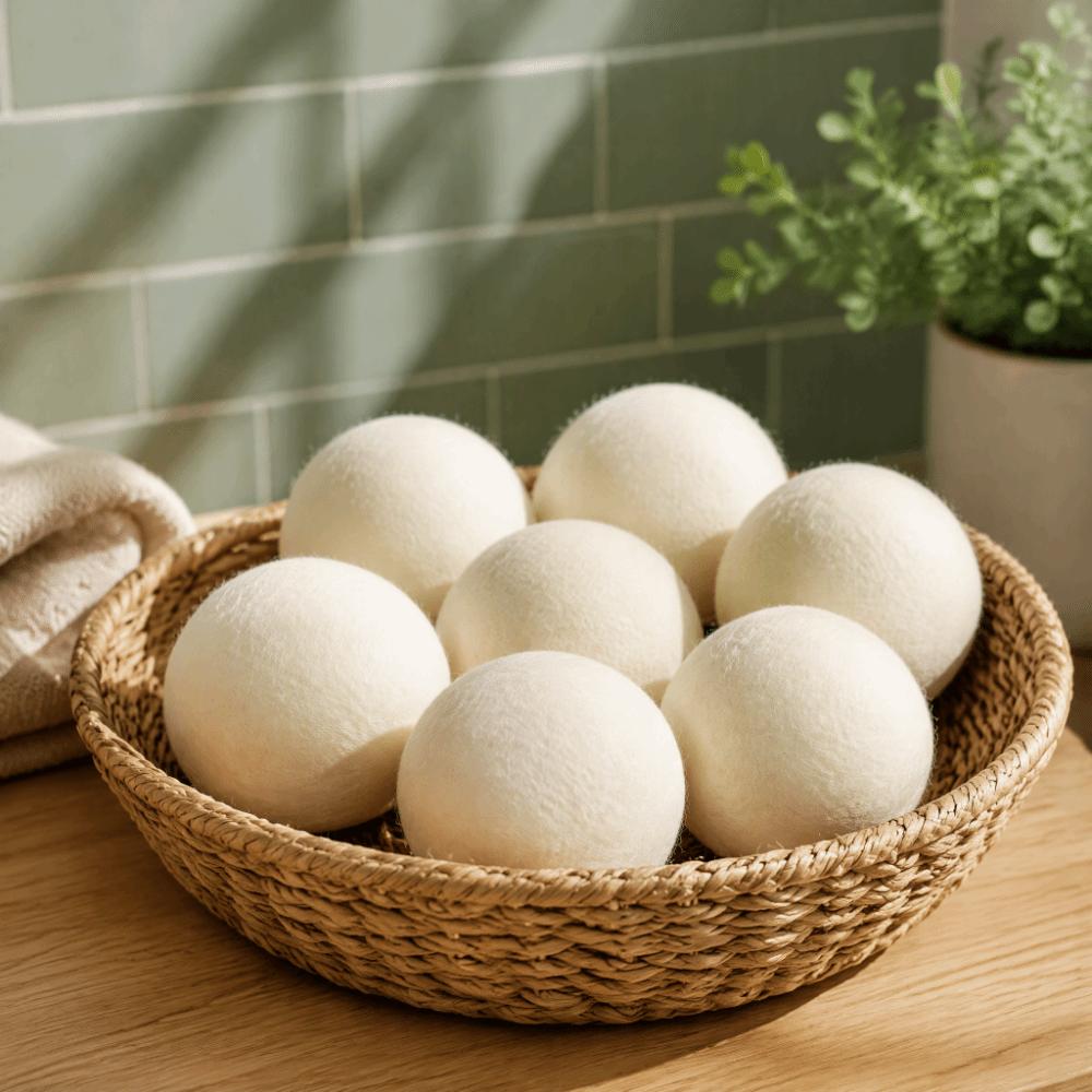 6pcs 4cm/1.6in Diameter Laundry Wool Balls Natural Fabric Softener Balls  For Drying Machine