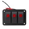 3 Gang Switch Panel Red Color Light Waterproof Corrosion Resisting Switch Board for Car Boat DC12V 24V