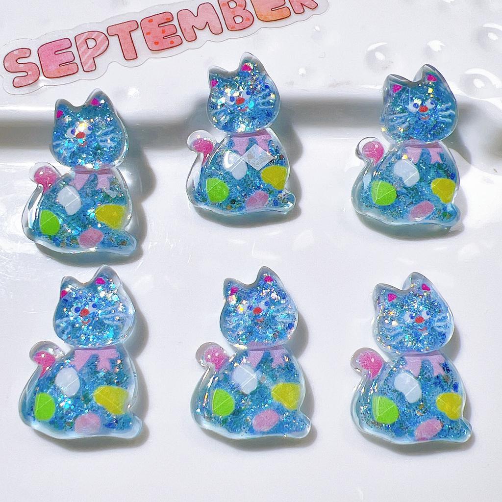 10PCS New Resin Cute Cartoon Shining Cat Series Flat Back Cabochon Home Decor DIY Scrapbook Crafts Jewelry Accessories