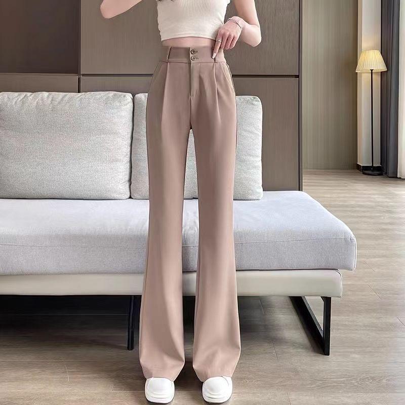 

Women s High-Waisted Micro-Flared Bell-Bottom Pants, Spring & Autumn 2026, Slimming Casual Wide-Leg with Great Drape L (recommended for 105-115 jin) хаки