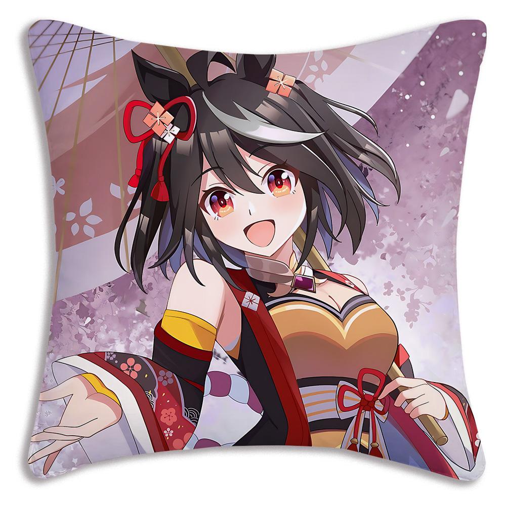 Anime Uma M-Musume Pretty Derby Pillow Covers Cartoon Sofa Decorative Home Double-sided Printing Short Plush Cute Cushion Cover