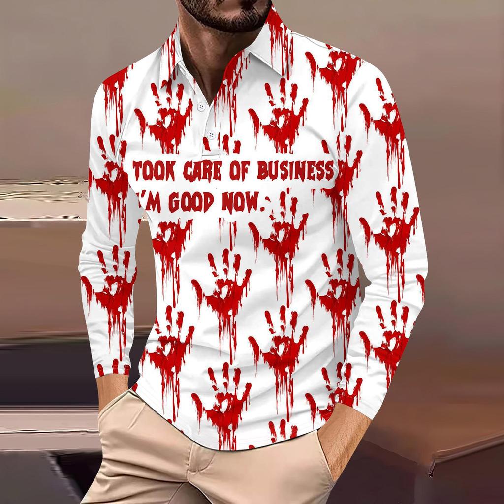 Herren Abstrakt 3D-bedrucktes Lässiges Alltags Langarm Button-Down POLO
