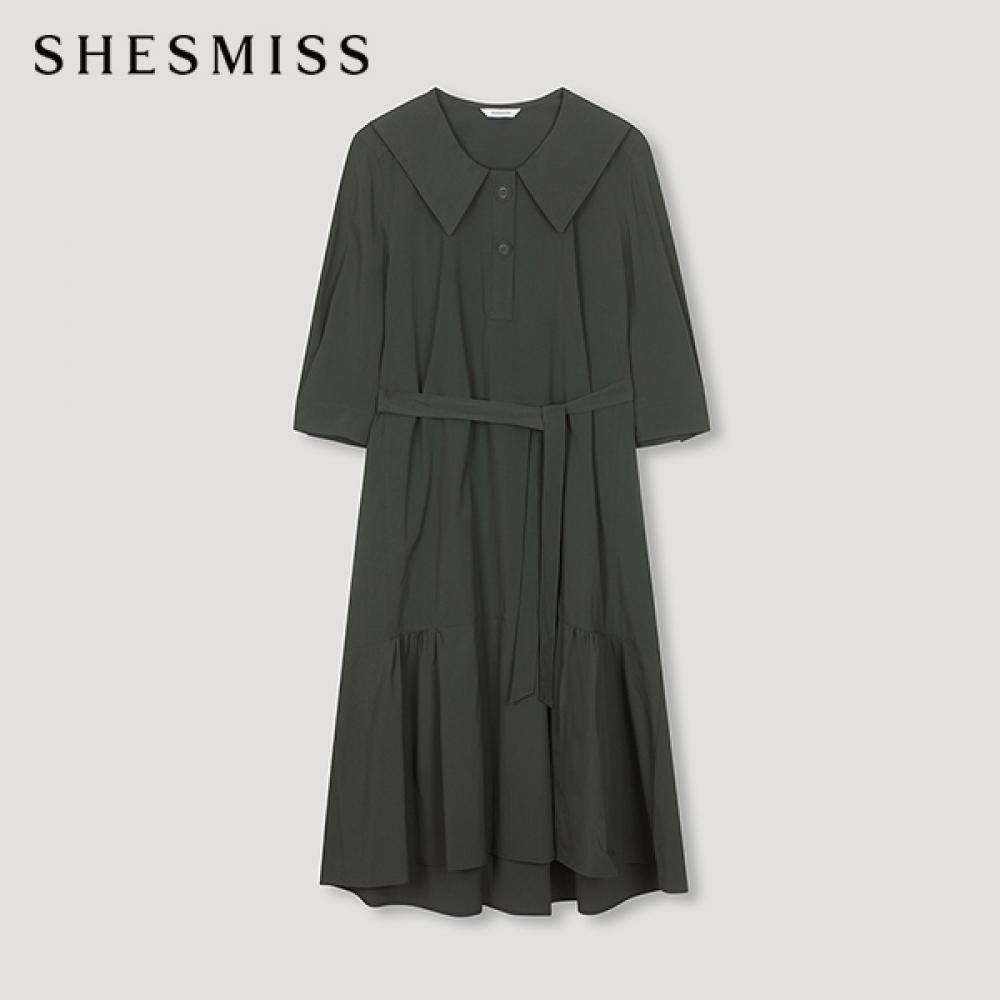 

She S miSS Big Collar Belted dreSS Swwopn22130 De DARK GREEN/55
