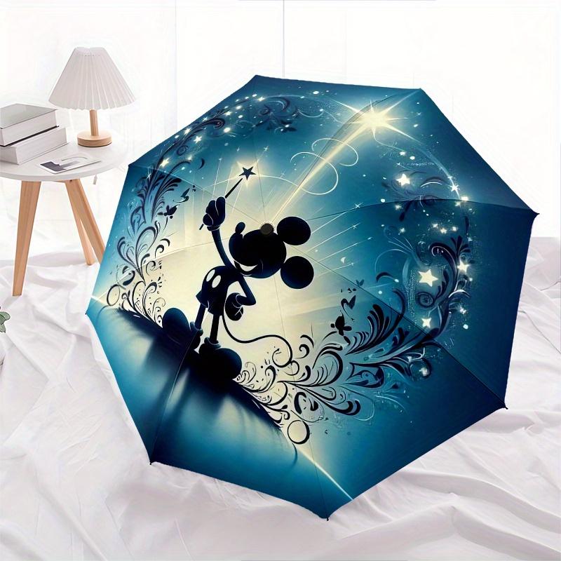 Mickey Mouse Themed Automatic Opening and Closing Folding Umbrella, Reinforced 8 Ribs, Compact Travel Design, Fashionable Folding Umbrella,