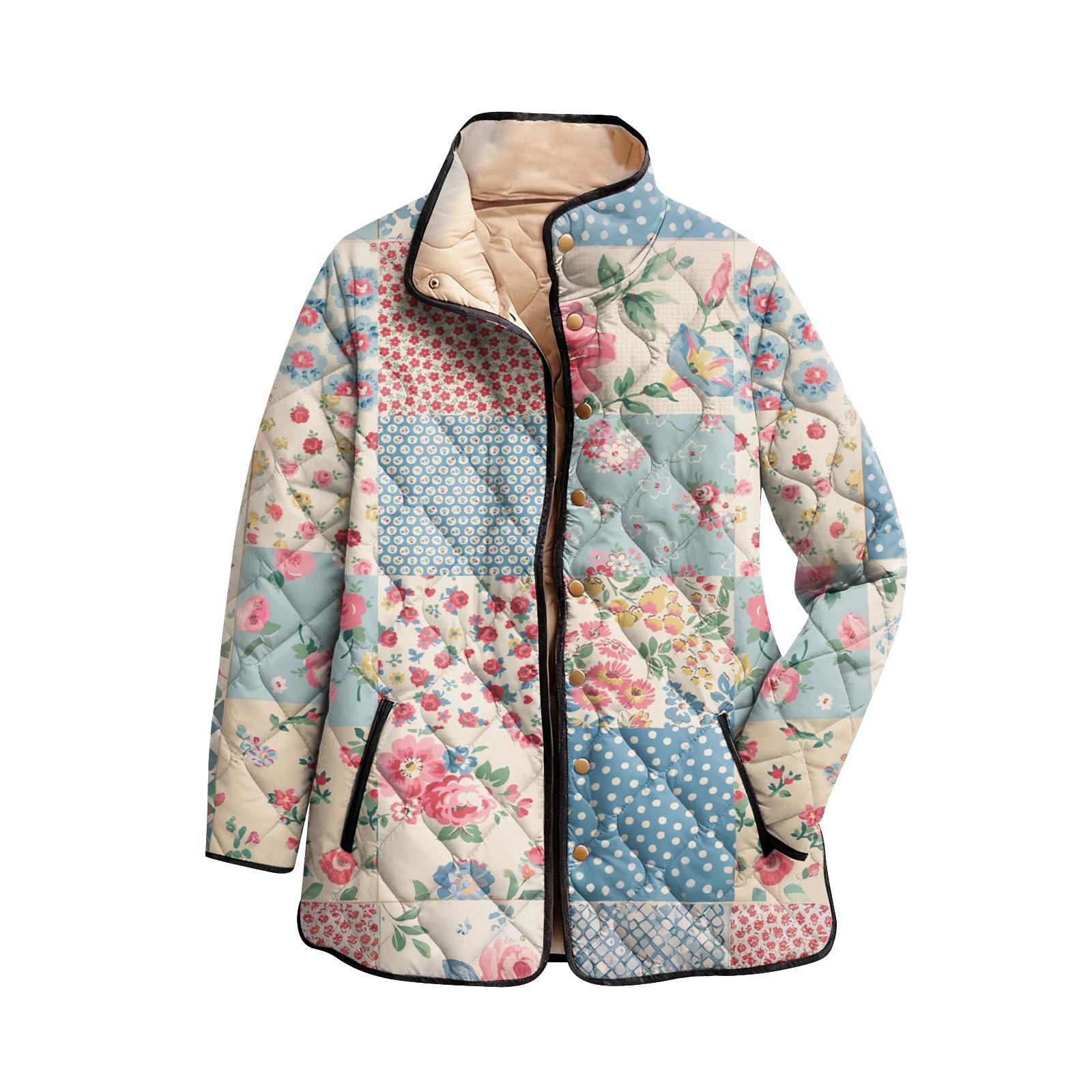 

Женская хлопковая куртка с цветочным принтом, воротником-стойкой, плиссировкой, длинными рукавами и пуговицами XXL белый