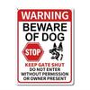 Tin Sign Warning Beware Of Dog Stop Keep Gate Shut Do Not Enter Without Permission Or Owner Present Metal Wall Art Decor for Gar