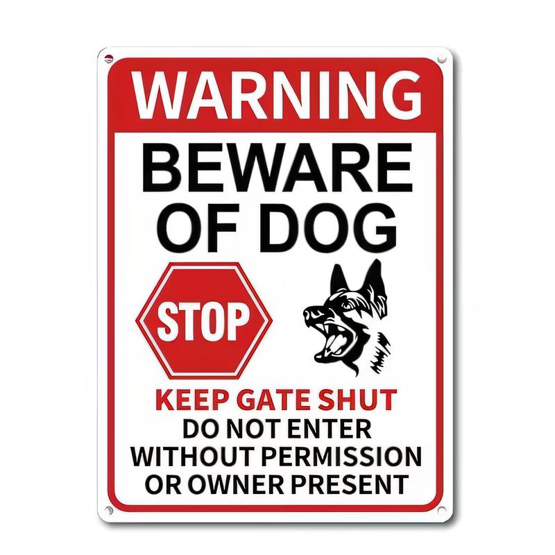 Tin Sign Warning Beware Of Dog Stop Keep Gate Shut Do Not Enter Without Permission Or Owner Present Metal Wall Art Decor for Gar
