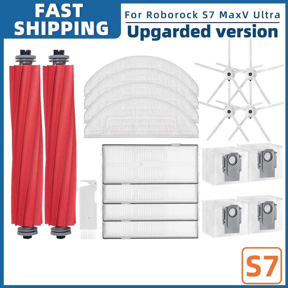 Compatible For ( Roborock S7 Max V Ultra, S7 Max V Plus, S7 Pro Ultra, G10S Pro ) Roller Side Brush Filter Mop Dust Bag Part