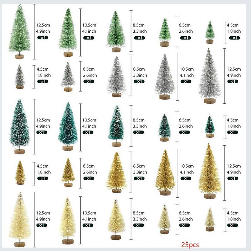 8/12pcs Mini Wooden Christmas Trees Artificial Christmas Tree For Xmas Tabletop Ornaments Christmas Decorations 2025 Navidad