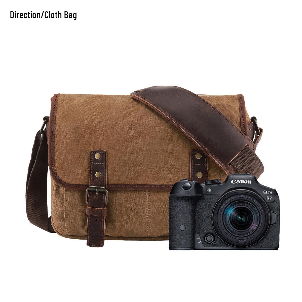 New Waterproof Waxed Canvas Camera Bag: Outdoor SLR & Mirrorless Shoulder Bag for Professional Photography хаки
