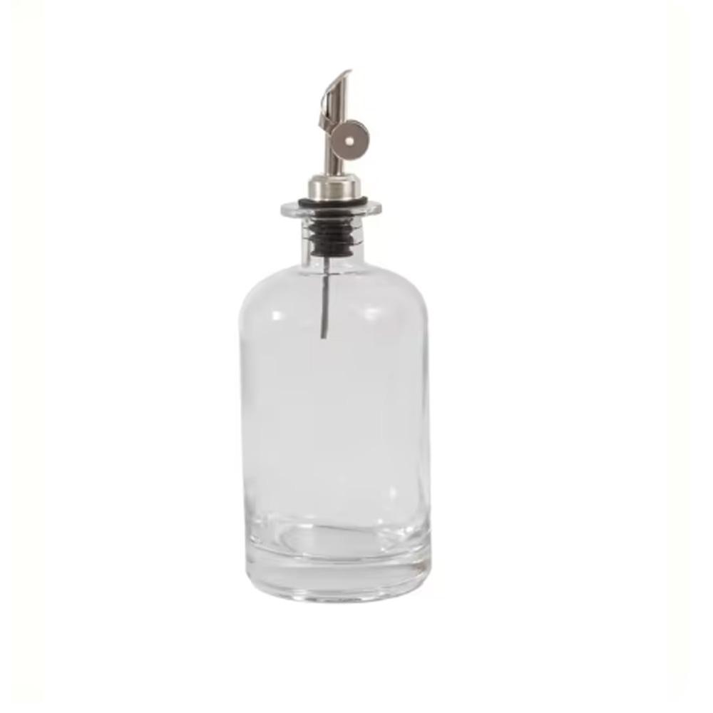 Dávkovač oleje a octa s kovovou hubičkou, nepropustná nádoba na olej, nádoba na koření, kuchyňský skleněný dávkovač lahví
