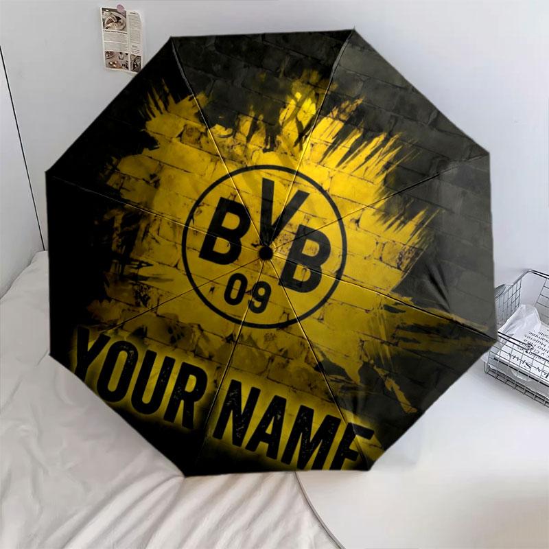 1 Stück Automatischer Faltregenschirm - Borussia Individuelles Namensmuster, Tragbares & Faltbares Design mit 8 Speichen, Weihnachts-Geburtstagsgeschenke