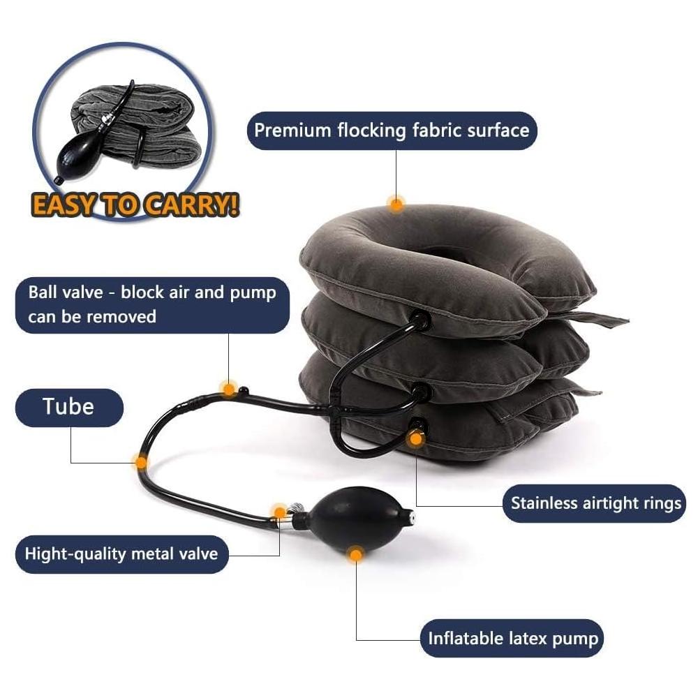 Nackenstrecker Zervikales Traktionsgerät Heimische Schmerzbehandlung, Aufblasbarer Spinaldekompressionskragen Muskelzerrung Verletzung Linderung