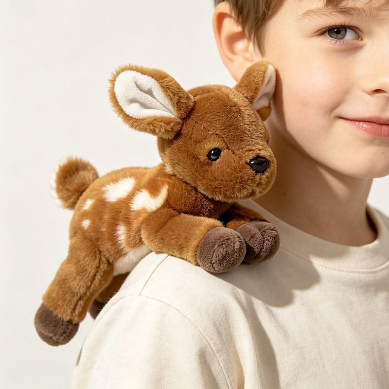 Cross-Border Simulation Sika Deer Plush Toy - Cute Lying Pose Elk Zoo Doll 16 cm