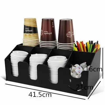 Schwarzer Acryl-Getränkehalter Mehrschichtiger Getränkeaufbewahrungsständer Strohhalm-Aufbewahrungsbox Kaffee-Milchtee-Shop Becherbehälter Ausstellungsständer