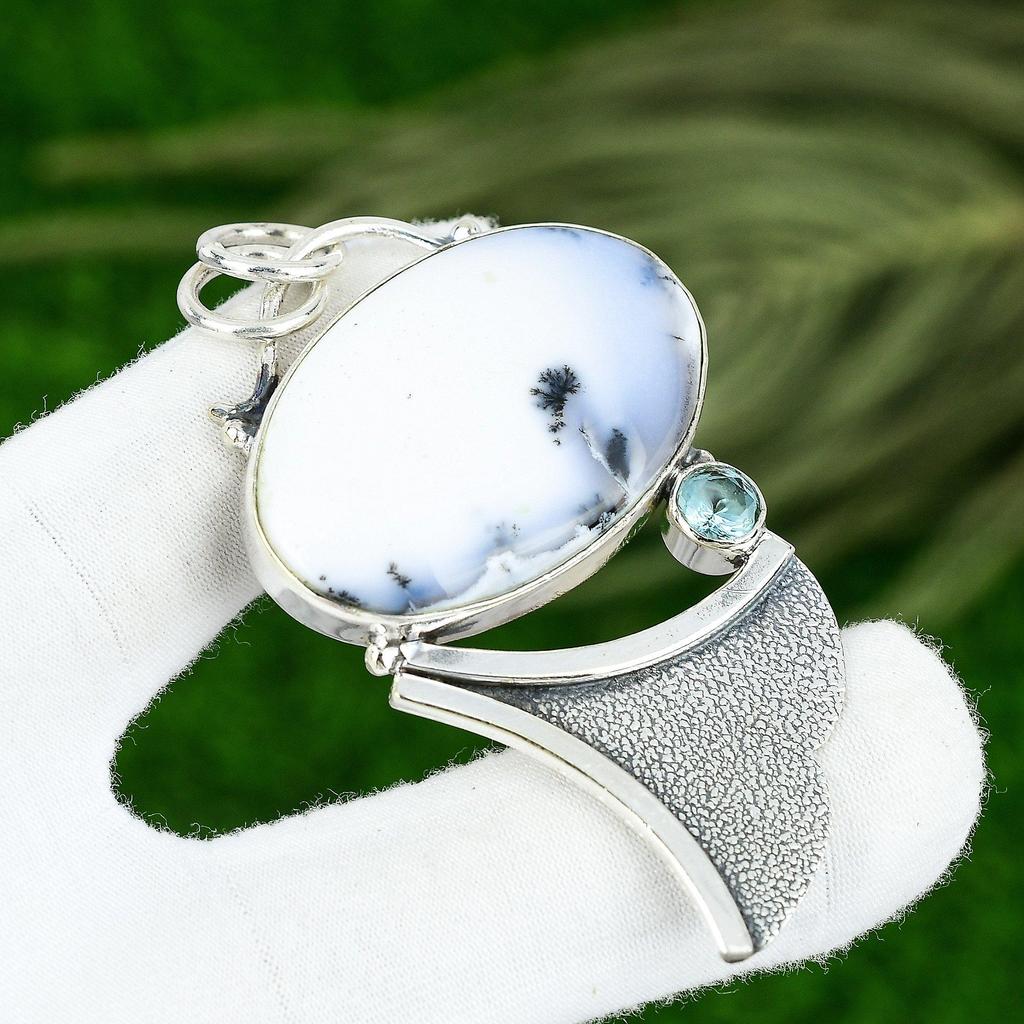 Dendrite Opal Stone Apatite Sterling Silver Wedding Daughter New Pendant Jewelry
