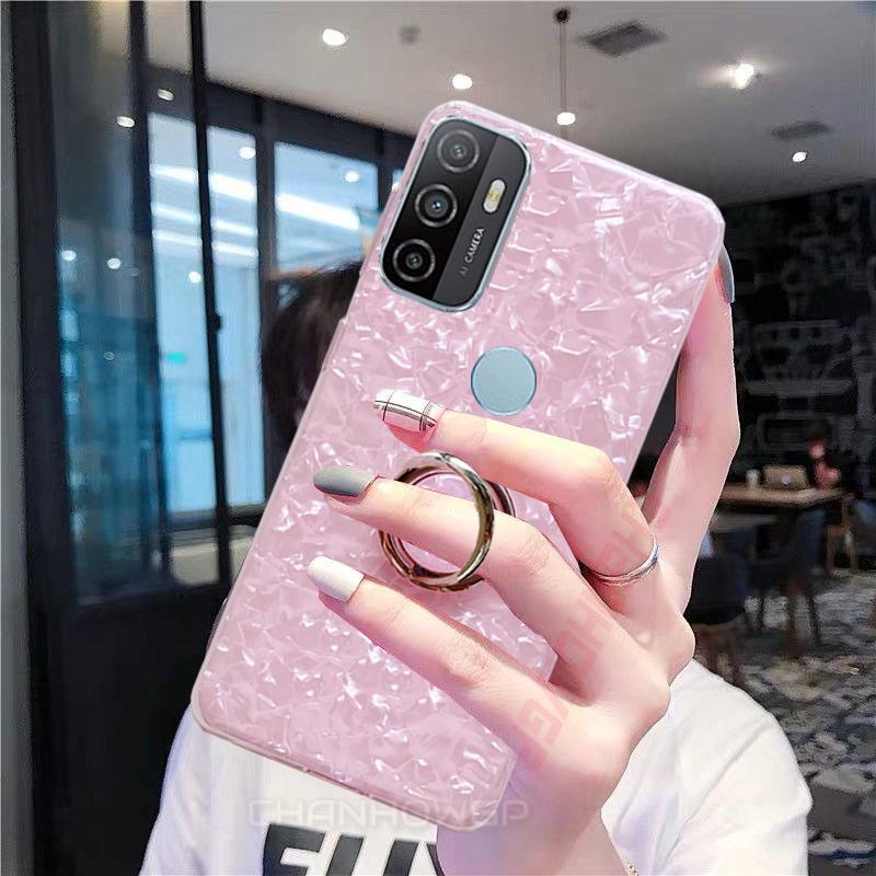 

Чехол-подставка для кольца Bling Dream Shell для OPPO Realme C17 C15 C12 A5 A9 A31 A32 A52 A72 A73 A53 A54 A55 A73 A74 A93 A94 A95 5G Мягкая TPU задняя крышка Coque Realme C17 розовый