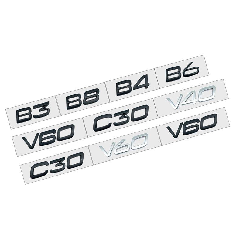 3D Car Styling Chrome Metal Black Silver Sticker Tail Emblem Rear Decal Letter Logo For Volvo T4 T5 T6 T8 B3 B4 B6 B8 V40 XC60