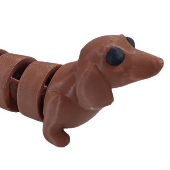 Articulated Wiener Dog Keychain, 3D Printed Dachshund with Movable Joints, Flexible Sausage Dog Pendant for Backpack
