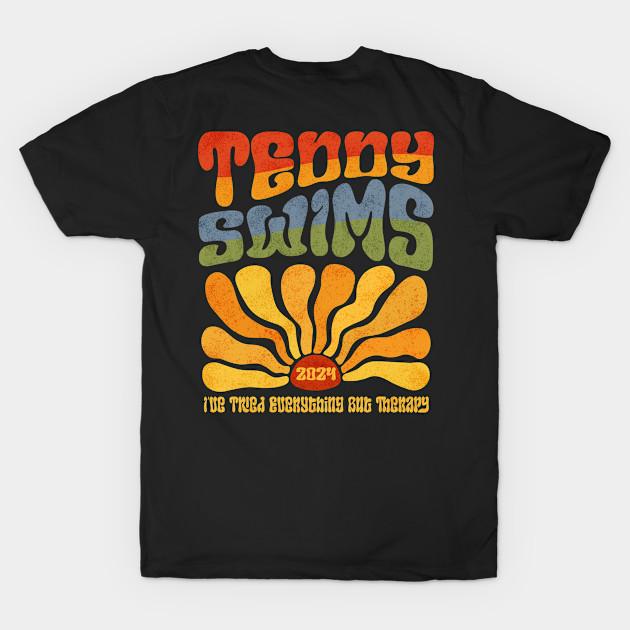 

Men Black Print T-shirt Teddy Swims 2024 Tour Groovy Retro Back Print No-Cut Transfer Paper Print Cotton Tshirt 2XL чорний