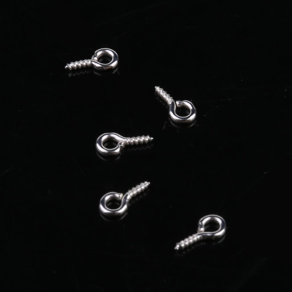 600x Silver Clasps Hook Mini Screws Jewelry Small Screw Eye Pins for DIY Craft