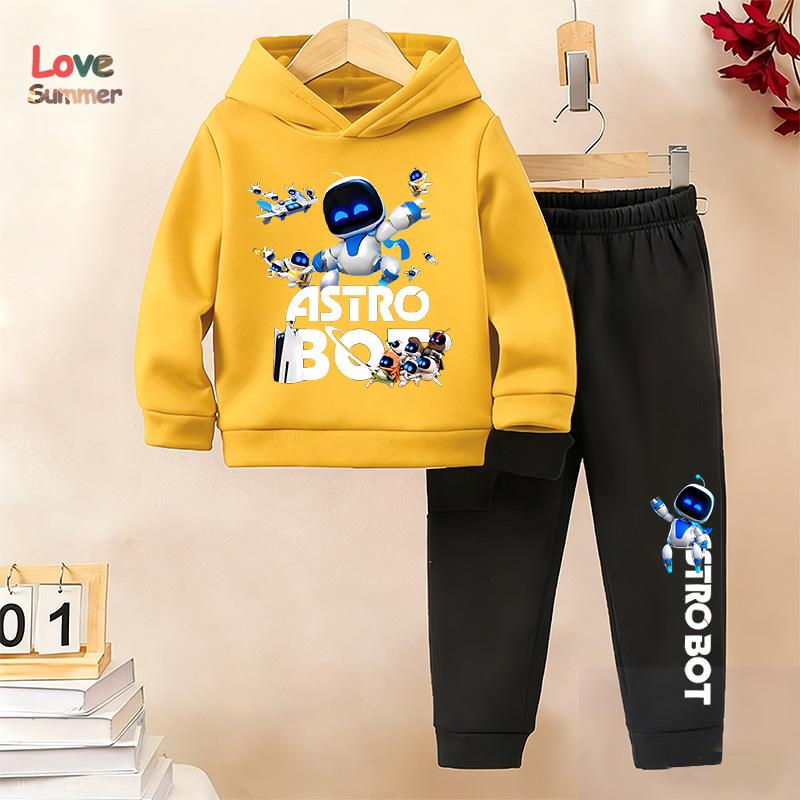 2 db Fiú kapucnis pulóver szett Astro Bot Hosszú ujjú nadrág 2 db Sportos nadrág kapucnis pulóver szett Ideális ajándék Napi kültéri viselet