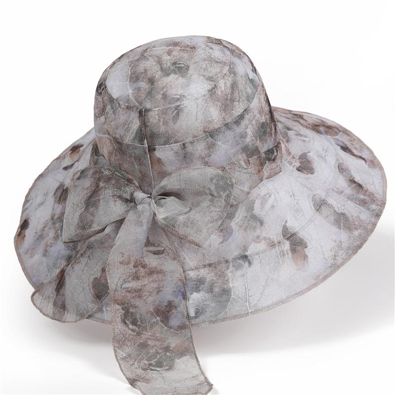 

Солнцезащитная шляпа женская летняя с полями, защита от УФ-лучей, шляпа от солнца с бантом для путешествий на открытом воздухе M（56-58cm） хаки
