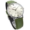Casio Zegarek Kwarcowy Srebrny ze Skórzanym Zielonym Paskiem Model Międzynarodowy Męski MTP-VT01L-3B, [Używany]
