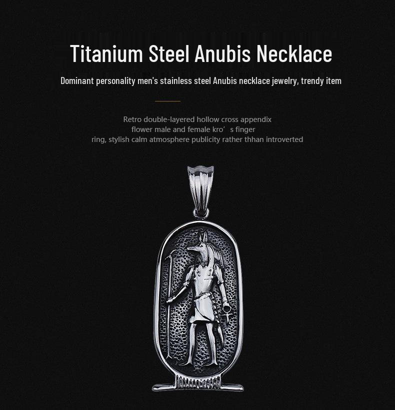 Ancient Egyptian Anubis God Stainless Steel Necklace Pendant