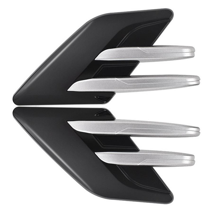 

Pair Car Side Fender Air Vent Outlet Decorative Molding Shark Gill Sticker Black
