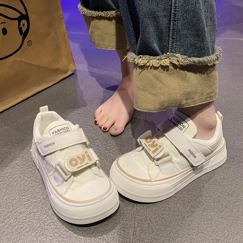 

Модные женские дышащие кроссовки для ходьбы из вулканизированной ткани Kawaii White Platform Flat Sneakers Sports Trainers Woman Running Lolita Tennis 35 бежевый