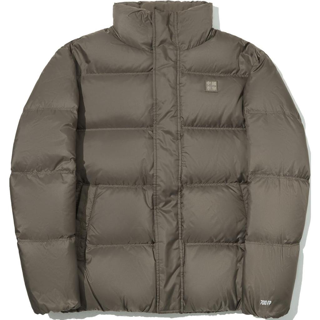 Li Ning Vital Series Solid Color Loose Stand Collar Zipper Long Sleeve Down Jacket Women Outerwear Chocolate-Brown AYMU319-1