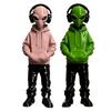 Aesthetic Room Embellishments 3D Printed Alien Figurine with Hoodie And Headphone, Trendy Desktop Custom 3d Collectibles Ornament, Cyber Style Statue