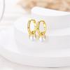 100% 925 Silver Pearl Golden Geometry Hoop Earrings For Women Fashion Birthday Party Wedding Jewelry Engagement Jewelry