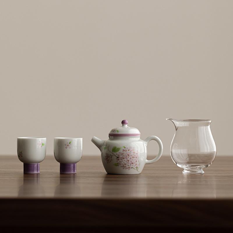 

Hand-painted Embroidered Ball Flower Travel Tea Set Kit Boutique 1 Pot 2 Cups Tea Maker Organizer Portable Picnic Handbag craft