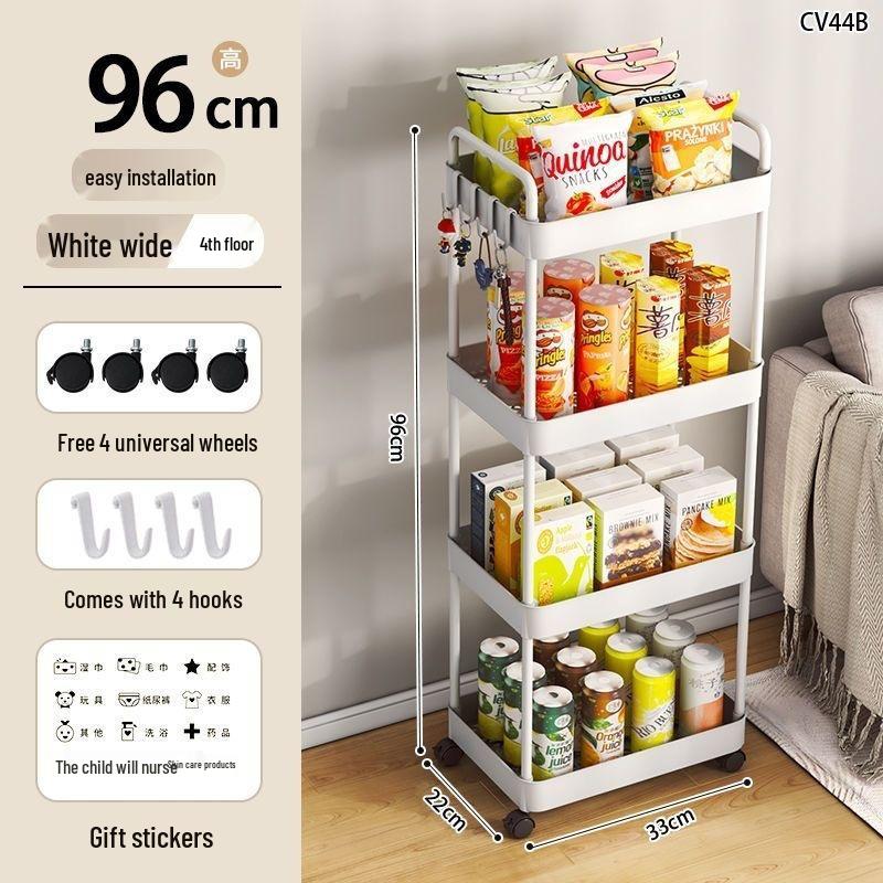 Mehrschichtiges Lagerregal mit Rollen für Küche, Wohnheim und Badezimmer