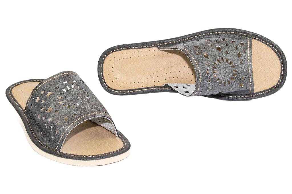 Gray women's slippers "Rozeta", comfortable women's slippers 42