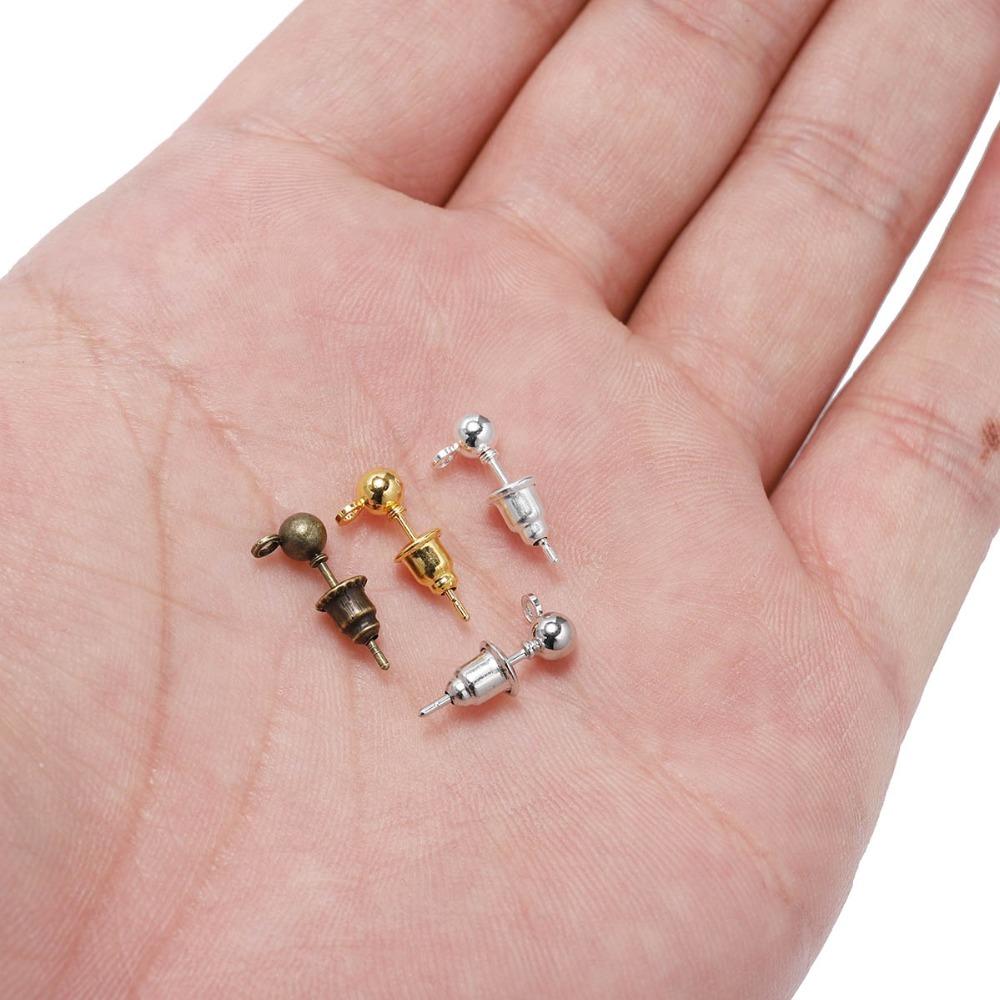 20-50pcs/lot 3/4/5/6mm Pin Findings Stud Earring Basic Pins Stoppers Connector For DIY Jewelry Making Accessories Supplies