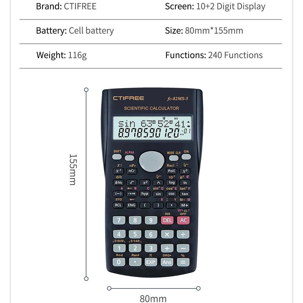 FC82MS-5 Scientific Calculator: 240 Functions for Students, Exam-Ready with Custom Logo