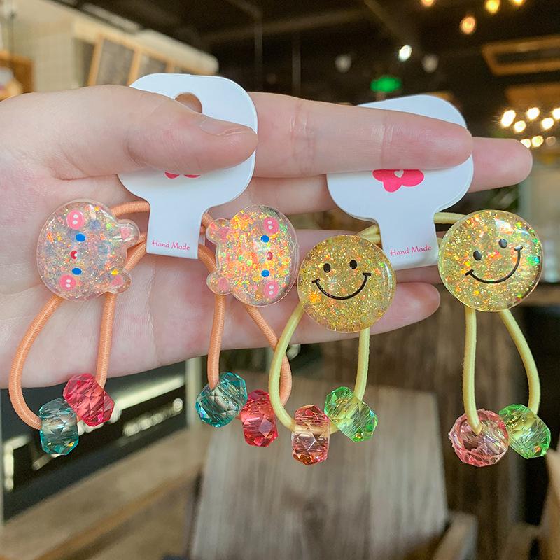 2 Stück/Set Kinder Cartoon Hase Elastische Haargummis Glitzer Blume Haargummi für Mädchen Niedliches Haarband Kinder Haaraccessoire