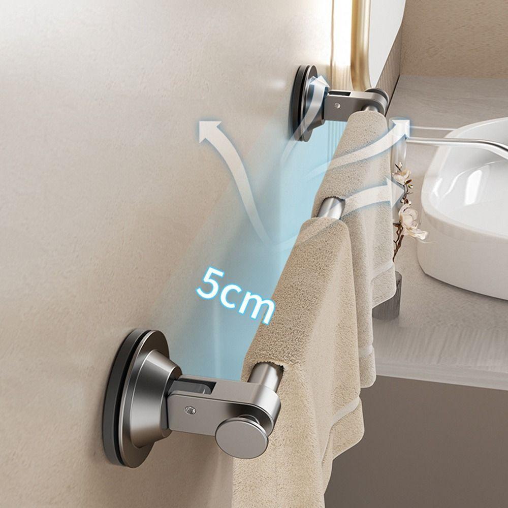 No Punching Strong Suction Cup Towel Rack Non Perforated Towel Pole Bathroom Storage Rack