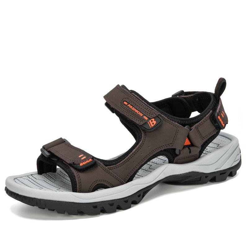 BONA/Новые классические стильные мужские сандалии, уличная прогулочная летняя обувь, нескользящая пляжная обувь, мужская удобная мягкая обувь 41 коричневый