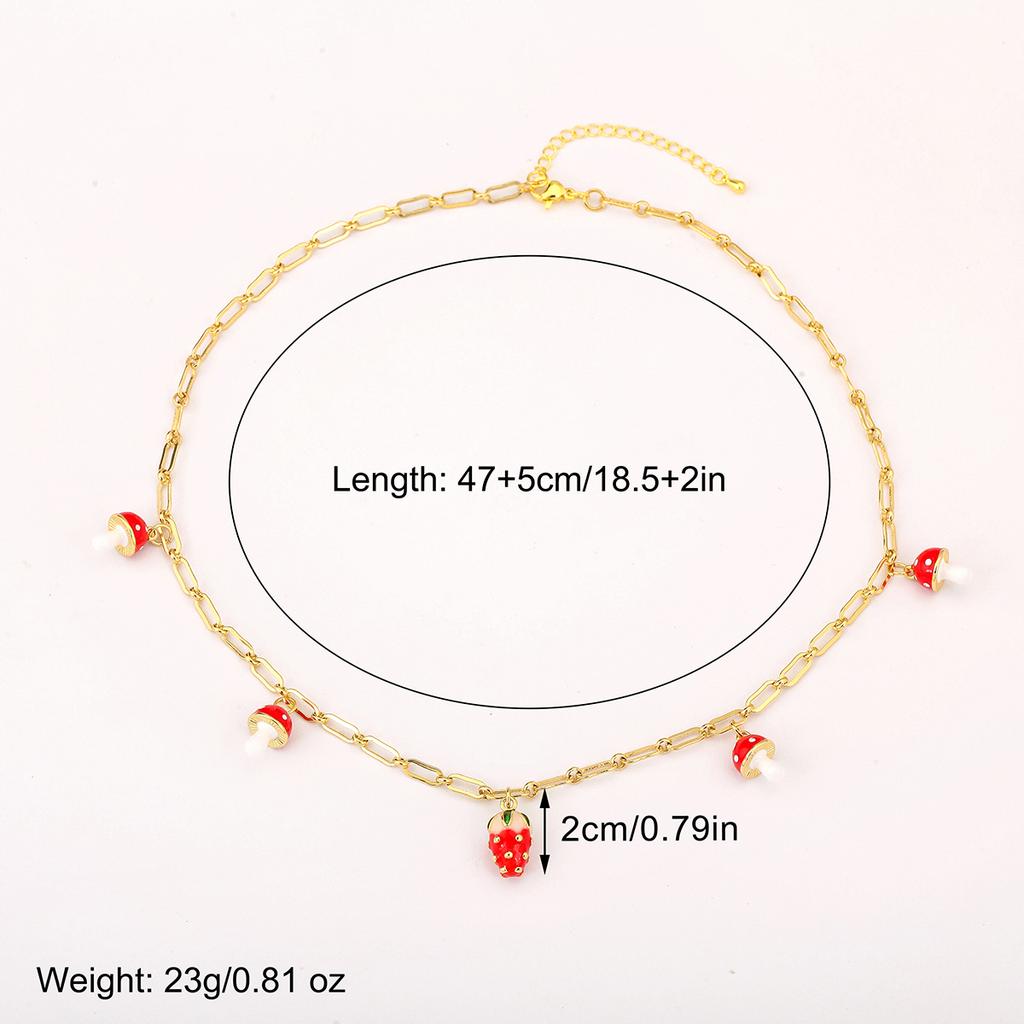 Nidin New Popular Red Strawberry/Mushroom Delicate Pendant Necklace For Women Female Romantic Sweet Simple Style Jewelry Gifts