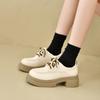 Spring New Women's Round Toe Thick Bottom Versatile Black Flats Uk Style Increase Heel Single Shoes Japanese Style