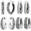 Boucles d'oreilles Rétro Motif Herbe en Argent 925 Bijoux Polyvalentes Boucles d'oreilles Anneau Pour Femmes Bijoux Fête d'Anniversaire Beaux Cadeaux