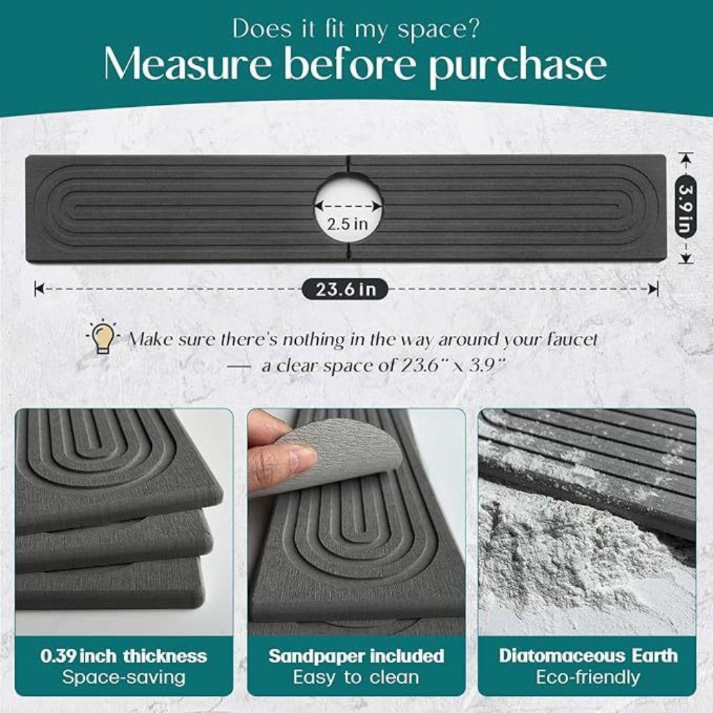 Moisture-proof Fast Drying Faucet Mat Diatom Mud Diatomite Stone Sink Tray  Kitchen Sink