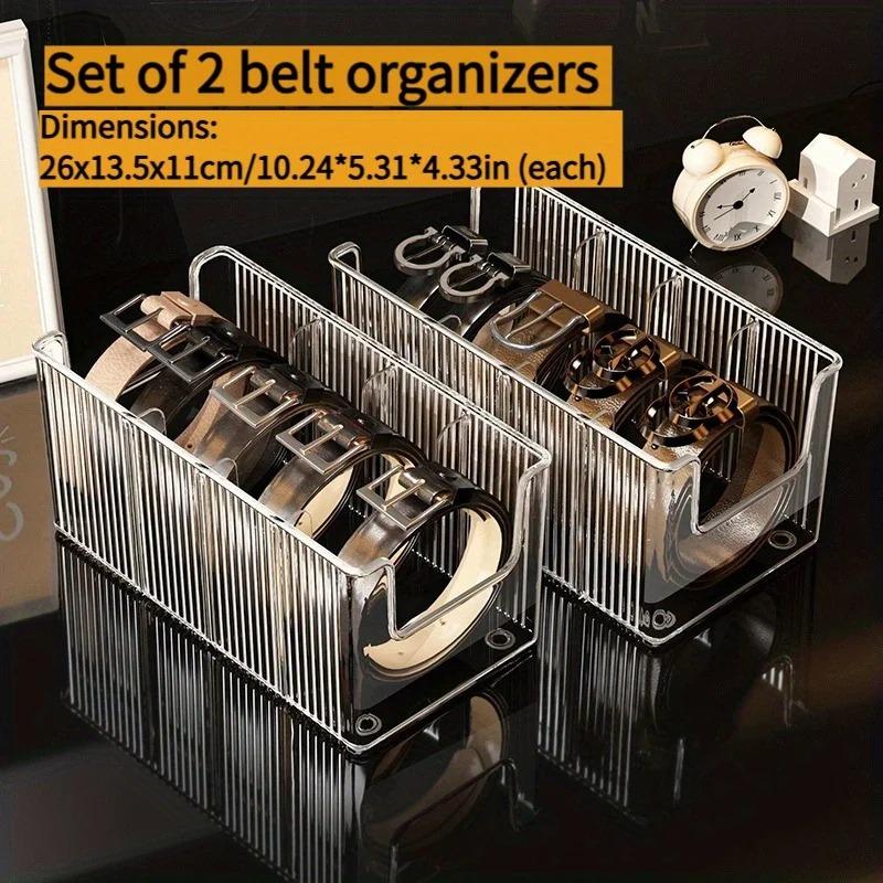 Divided Belt & Tie Organizer - Transparent Desktop Storage Box for Men’s Home Organization