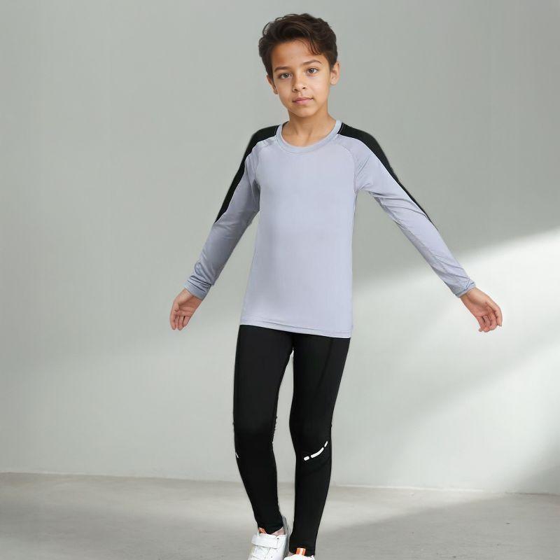 4-12 Years Kids Running Sweat-Wicking Quick-Dry Tights Set Fitness Suit